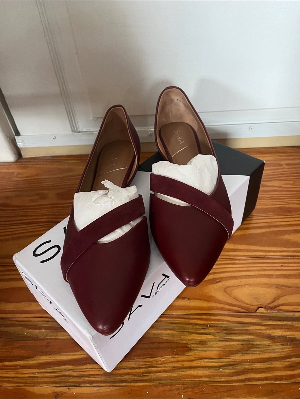 Vaneli Women's Pointed Slip-On Flats in Wine